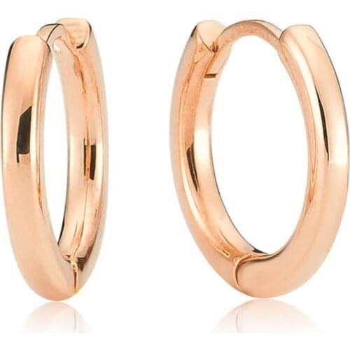 Valori Jewels Round Style, Rose Gold Plated, Sterling Silver Medium Hoop Earrings