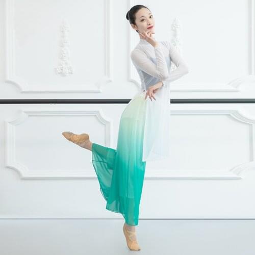 Multi-Colors Modern Dance Plowing Chiffon Gown In A Shawl Classical Dance Practice Wide-Legged Pants