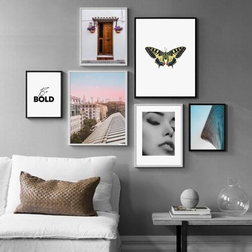Fashion Girl Butterfly Door Flower Quotes Wall Art Canvas Painting Nordic Posters And Prints Wall Pictures for Living Room Decor