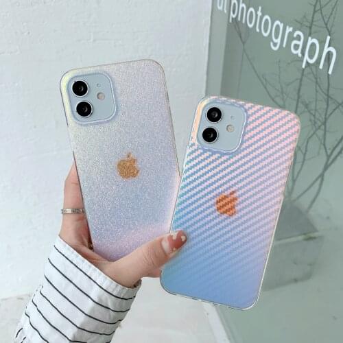 Geometric Translucent Electroplating Magic Phone Case For iPhone 11 12 Pro Max XR XS X 8 7P Soft IMD Protection Phone Cover