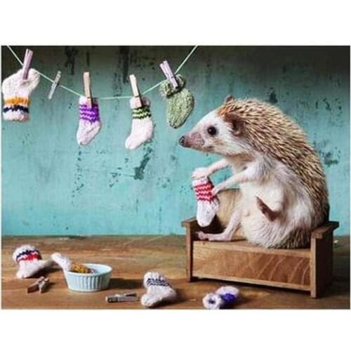Animal Hedgehog DIY Embroidery 11CT Cross Stitch Kits Craft Needlework Set Printed Canvas Cotton Thread Home Wholesale