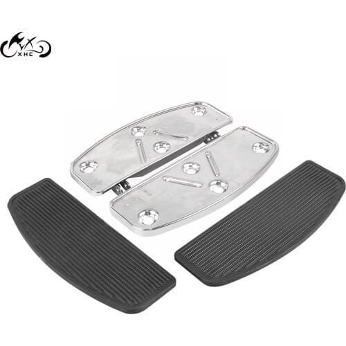 Chrome&Black Driver Floorboard Foot Board Inserts & Bottom For Harley Dyna Softail Road Electra Tour Glide Road King FLHR FLTRU