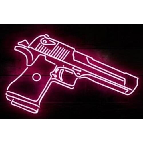 Neon Sign For Pink Gun Handcraft Glass Tubes Lamp Home Lamp Neon Light Wall Signs Glass Neon Lamp Iconic Lights Beer Bar Lamp