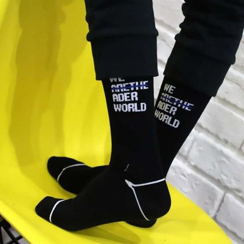 20Pairs/Lot Cotton Men Socks Striped No Money More Letters Pattern Women Hot Wholesale Hip-Hop Solid Sport Street Casual Long