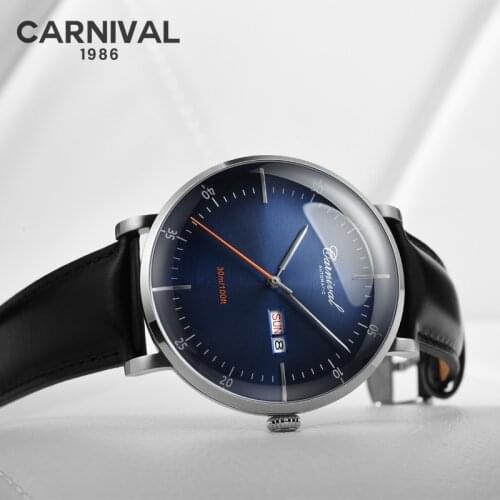 2021 New Ultra-Thin Simple Classic Men Mechanical Watches Business Waterproof Watch Luxury Brand Genuine Leather Automatic Watch