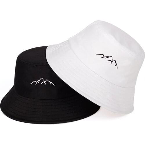 Spring summer fisherman hat outdoor shade bucket hat Mountain range embroidery hat cotton hat fashion panama sun hats bucket hat