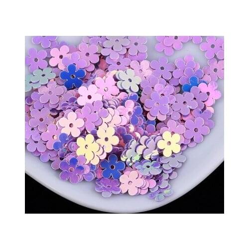 7mm Flat Flower Platting Golden Centre Hole Loose Sequin Paillette Sewing,Wedding Craft,Kids DIY Garment Accessory Light Violet