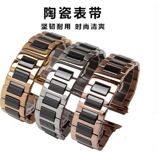 Ceramic mix stainless steel butterfly bukle band for Apple Watch strap Series 6 5 4 40mm 44mm for iwatch SE 3 2 1 wrist band