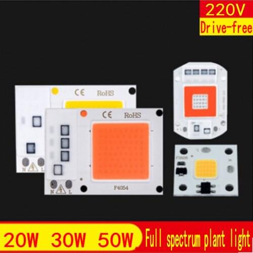 LED lamp beads drive-free 220V light source integrated surface light source 20W30W50W full spectrum plant lamp beads white light