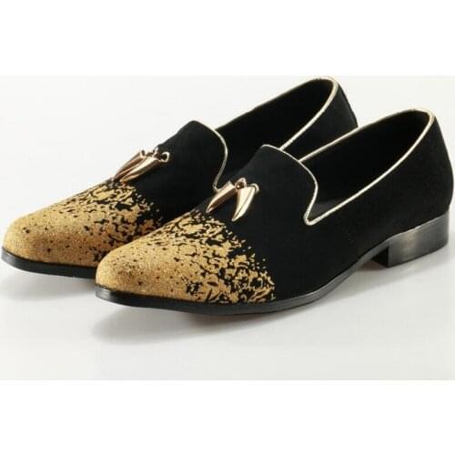 Zapatos de hombre gold black round toe dress shoes tassel loafers sapato social flats causal dress wedding oxford italian male