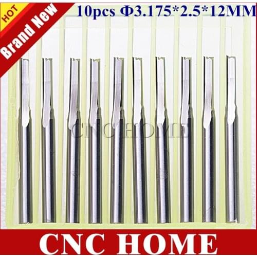 10x 3.175*2.5mm*12mm Two Straight Flutes Carbide End Mill, Wood Working Tools, 2D Engraving Cutting Milling Cutter on PVC, Acryl