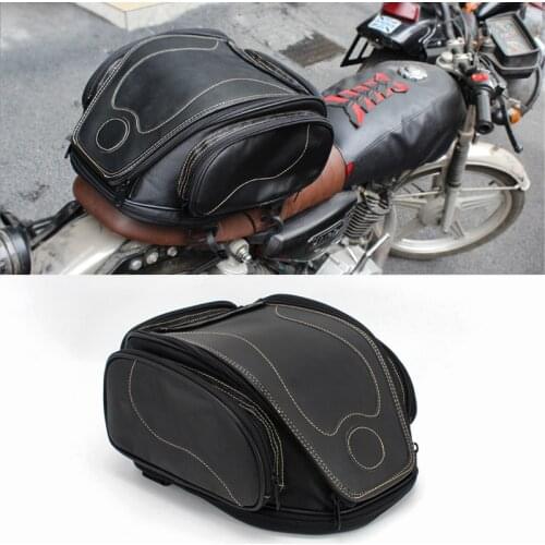 Retro Waterproof Motorcycle Rear Seat Bag Helmet Storage Rider Tail Bag PU Leather Multifunction Durable High Capacity Backpack