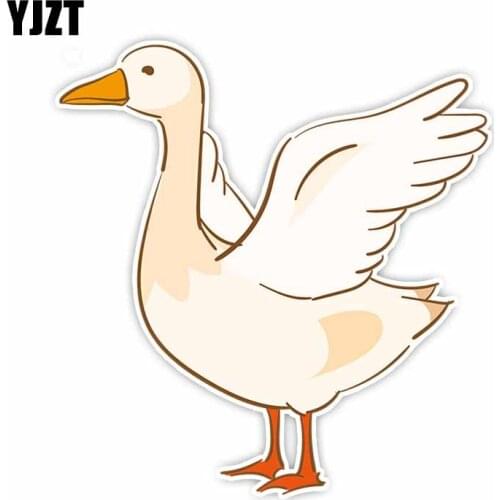 YJZT 14CM*13.5CM Interesting Winged White Goose PVC Animal Car Stickers C29-0925