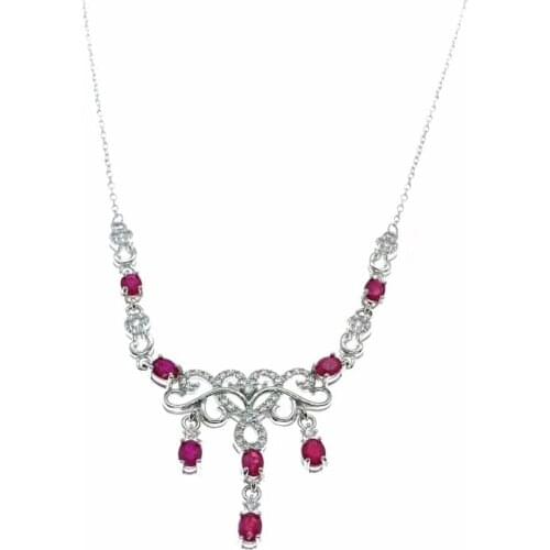 Elegant ancient Tassels water drop natural red ruby Necklace Natural gemstone Pendant Necklace 925 sliver women gift Jewelry