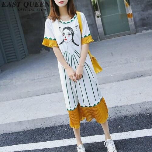 New Arrival round neck kawaii dress with flounces short sleeve natural tshirt dress women dress summer 2018 NN0585 YQ