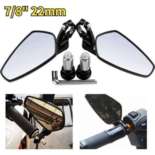 1 Pair 7/8" 22mm Universal Motorcycle Aluminum Rear View Black Handle Bar End Rearview Mirrors For Yamaha Motorcycle Accessories