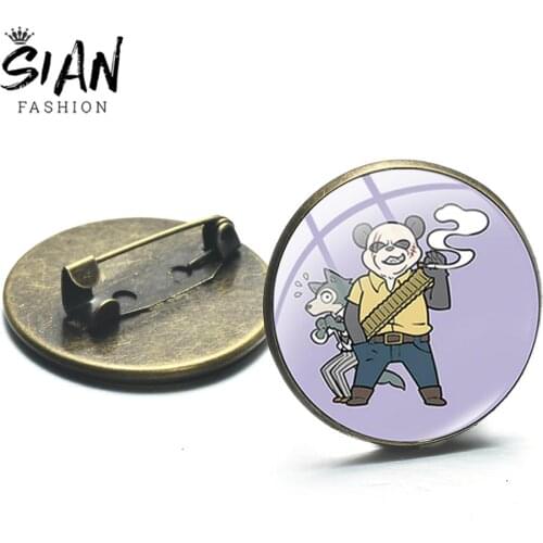 SIAN 1pc Newest Hot Animeation Bagdes BEASTARS Animal Legosi Louis Haru Jack Brooch Glass Cabochon Bronze Silver Plated For Kids