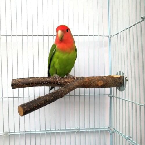 1PC Bird Cage Wood Branch Stand Perches Pet Parakeet Budgie Hanging Play Toys Parrot Wooden Resk Holder Perches Platform