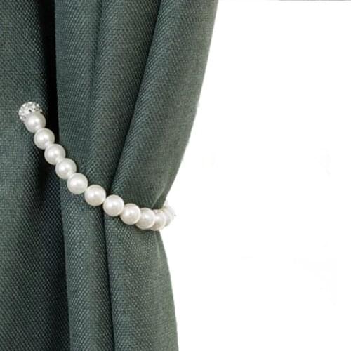 1pc 40cm Pearl Magnet Curtain Tieback Holder Strap Bandage Curtain Clips Tiebacks Curtains Accessories Home Decorative