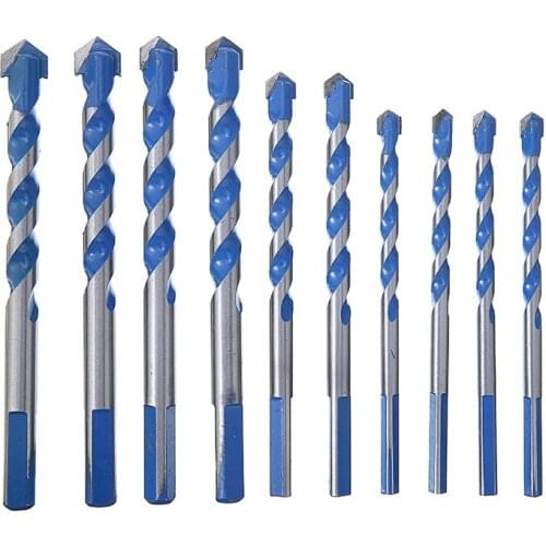 10pcs 1/4'' 1/2'' 3/8'' 5/16'' Carbide Drill Bits Set for Porcelain Ceramic Tile Concrete Brick Twist Drill Hole Tools