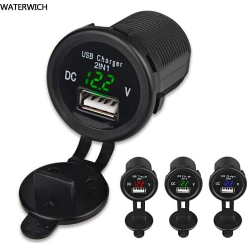 12V Voltmeter 2.1A USB Phone Charger Socket Car Charging Waterproof Digital Display For Car Boat Marine ATV RV USB Car-charger