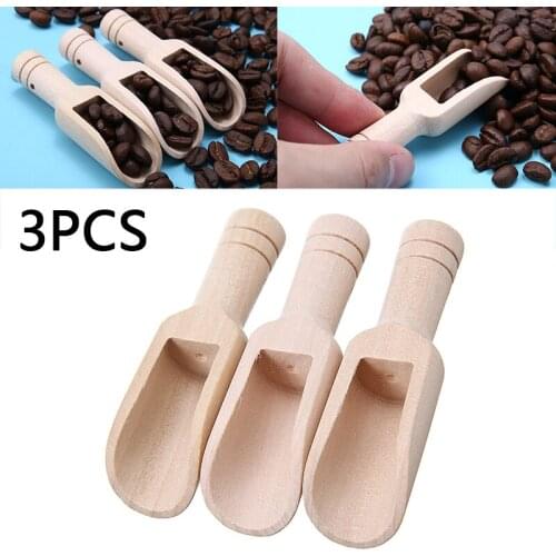 3Pcs Wooden Salt Scoops Mini Scoop Salt Sugar Coffee Spoon Kitchen Cooking Tools Wood Spoons Parts