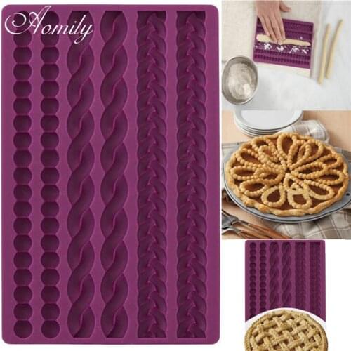 Aomily 3D Knit Rope Silicone Pearl Fondant Mould Cake Border Decorating Molds Sugar Icing Gumpaste Kitchen DIY Baking Tools