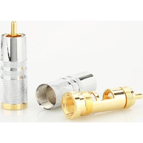 4pcs hi-end silver plated RCA Male connector rca plugs for hifi Audio Cable