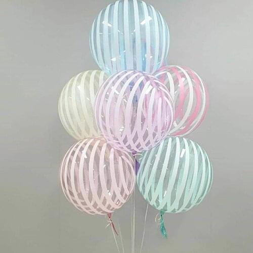 5pcs 18 inch Crystal stripes Bubble Balloon Colorful Crystal Striped Bobo Balloon for Wedding Decoration Happy Birthday Party