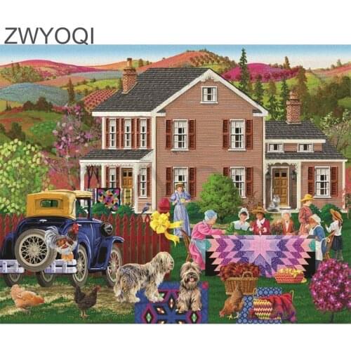 5DDIY Diamond embroidery Cross stitch dog Full Square Diamond mosaic Tractor dog rug Full Round Diamond painting Tractor dog rug