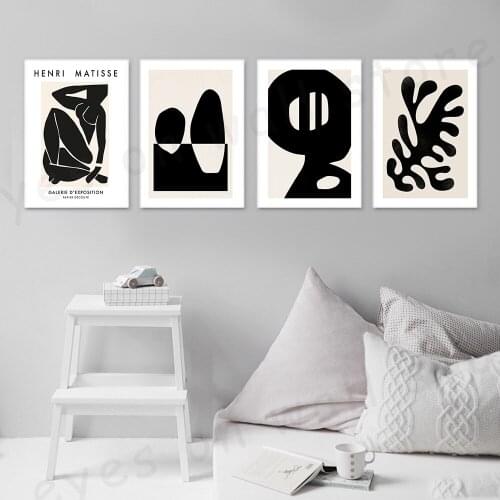 Matisse Abstract Figures Black Style Flower Leaf Nordic Posters and Prints Canvas Painting Wall Pictures for Living Room Decor