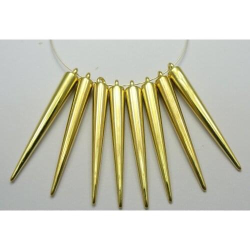 50 Gold Tone Metallic Acrylic Spike Charm 52X6mm For Basketball Wives Earrings