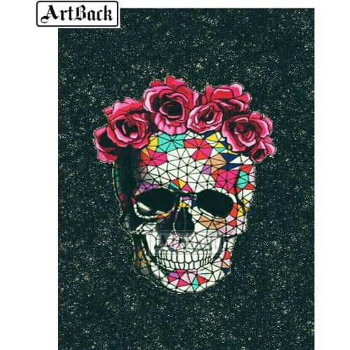 New sale full square / round drill diamond painting skull flower 3d diamond embroidery mosaic home decoration rose ARB57