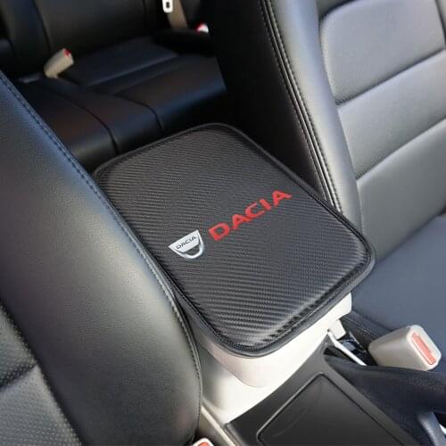 VEHICAR Armrest Mat Dustproof Cushion Cover Protector for DACIA Car Armrest Cover Carbon Fiber Leather Cushion Universal