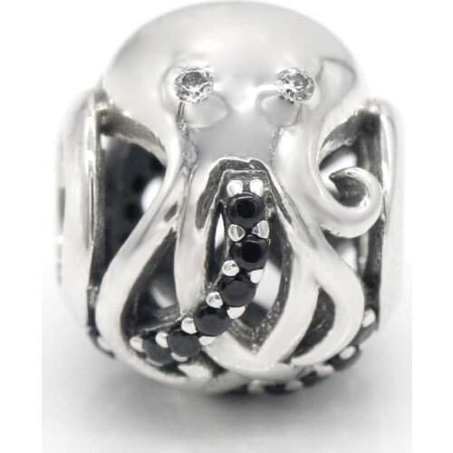 925 sterling silver zircon octopus charm brand new original bracelet and necklace silver 925 jewelry