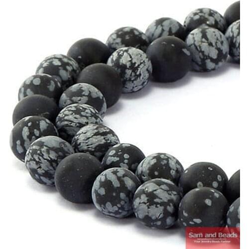 Natural Stone Dull Polish Matte Snowflake Obsidia Beads Pick Size 4-12mm For Bracelet Necklace Making MSOB01