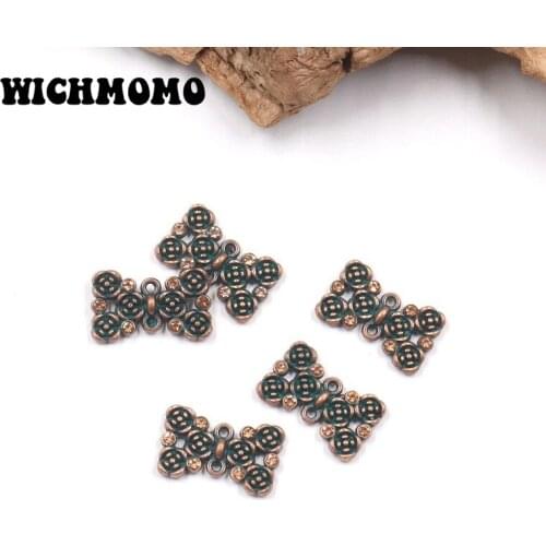 2021 New 10pcs 20*13mm Retro Zinc Alloy Bows Inlay Glass Crystal Beads Connectors Charms for DIY Earrings Jewelry Accessories