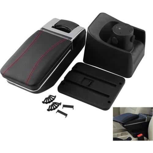 Central Armrest Bbox Black Lleather Rred Line Car armrest box For 2010-2018 Volkswagen Polo
