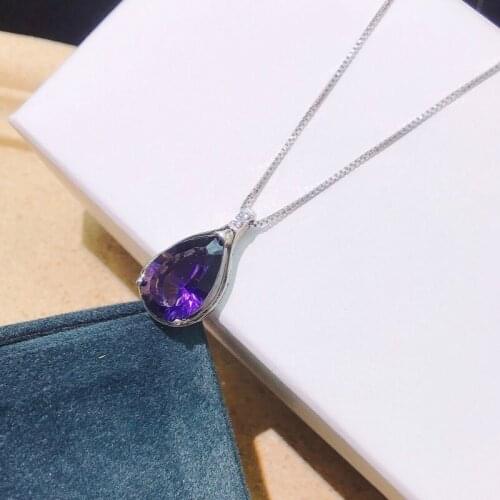 Whole Real 100% 925 Sterling Silver Cube Kyanite Pendant Necklace Lasting shiny Women Choker Silver Chain Exquisite Jewelry