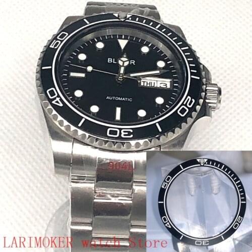 Mens sports and leisure waterproof mens 904L stainless steel strap bracelet watch mh36 mechanical clock black dial bezel black