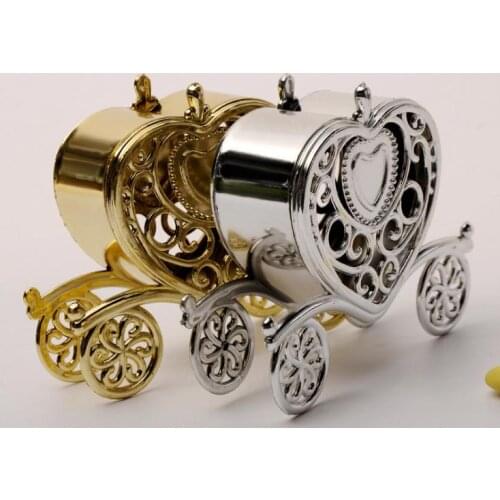 Gold Silver Carriage Candy Box Gift Sweets Boxes Birthday Party Wedding Favours Decoration Anniversary Shower Gift Wrap