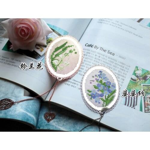 Flowers 3 Cross stitch DMC set Creative Gift Handmade metal bookmark fairy tale princess series