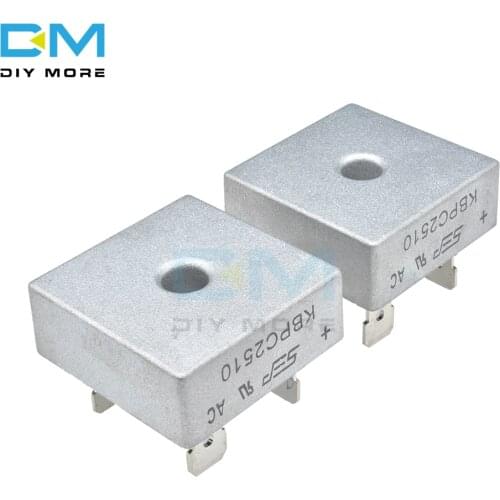 5PCS Diymore KBPC2510 1000V 25A Diode Bridge Rectifier Single Phase Bridge Rectifier 4 FOUR Terminals Half Wave Low Power Loss