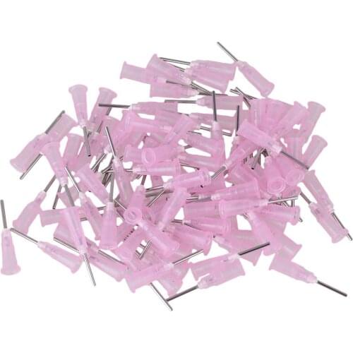 1/2'' Plastic 18Ga Stuck Connector Stainless Steel Dispenser Needles Liquid Adhesive Glue Syringe Pack of 100