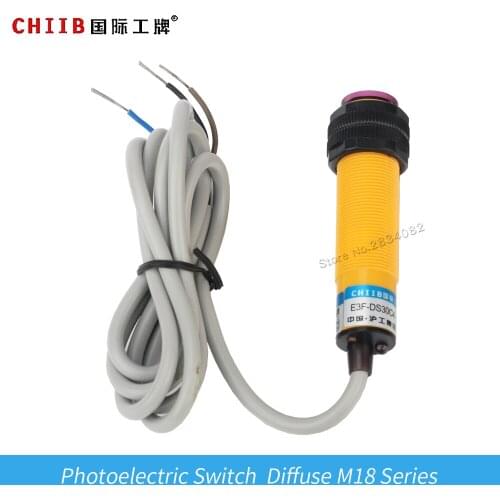 M18 DC 24V AC 220V 3wire 2 wire NC NO Diffuse Photoelectric sensor switch 10-20mm E3F-DS20C4 NPN PNP