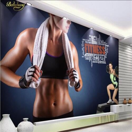 Beibehang Custom photo wallpaper wall murals wall stickers 3D fitness place gym fitness fitness beauty tooling background wall