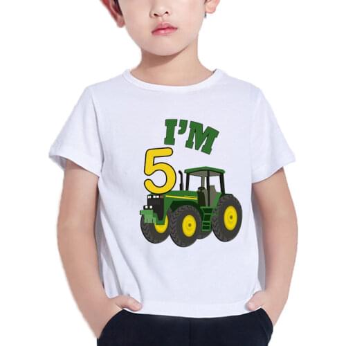 Kids Cute Farm Tractor 1-10 Birthday Number Print Boy T Shirt Birthday Boy&Girl Funny Gift Tshirt Present Children Clothes