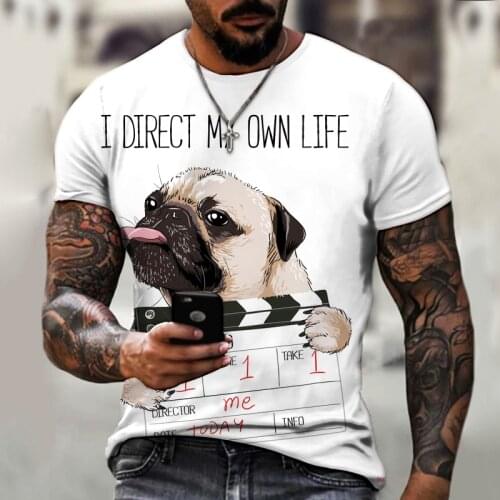 Dog Animal Print T Shirt Mens Harajuku Graphic Tee Summer Aesthetic Streetwear Love Dog Cute Shirt Short Sleeve Cartoon Top