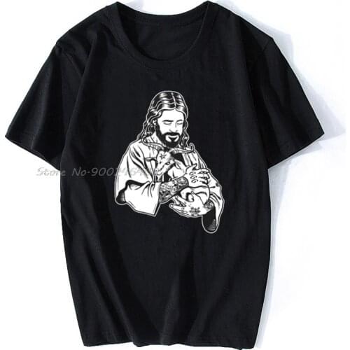 Men t-shirt Atheist Jesus Loves Satan Baphomet goat tshirt Women t shirt Cotton Tees Tops Anime Harajuku Streetwear
