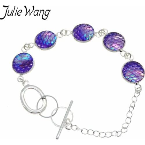 Julie Wang 1set/pack Mermaid Fish Scale Model Fairy Tale Mystery Style Earrings Necklace Bracelet Set Affordable Accessories